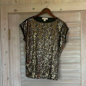 Michael Kors shimmery gold and mesh top